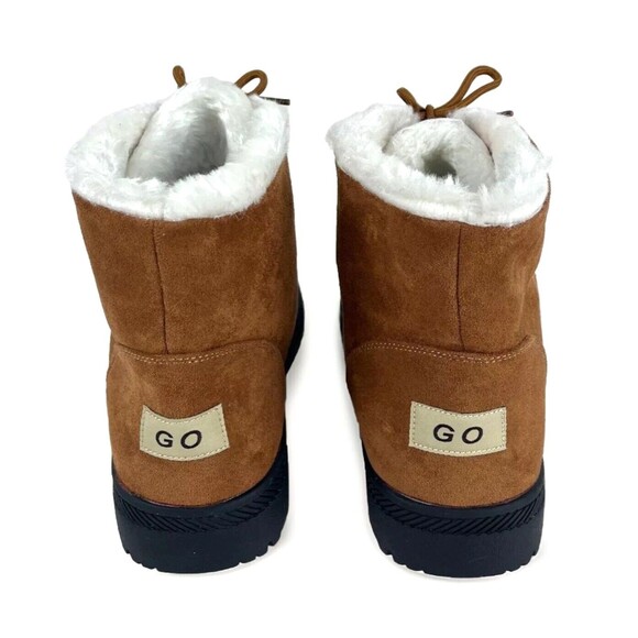 Chestnut Brown Snow Boots Mens SZ 11 Faux Suede Fleese Lined Lace Up Hiking - Picture 8 of 15